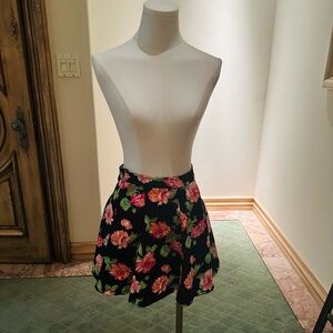 Lush Black Floral Skater Skirt